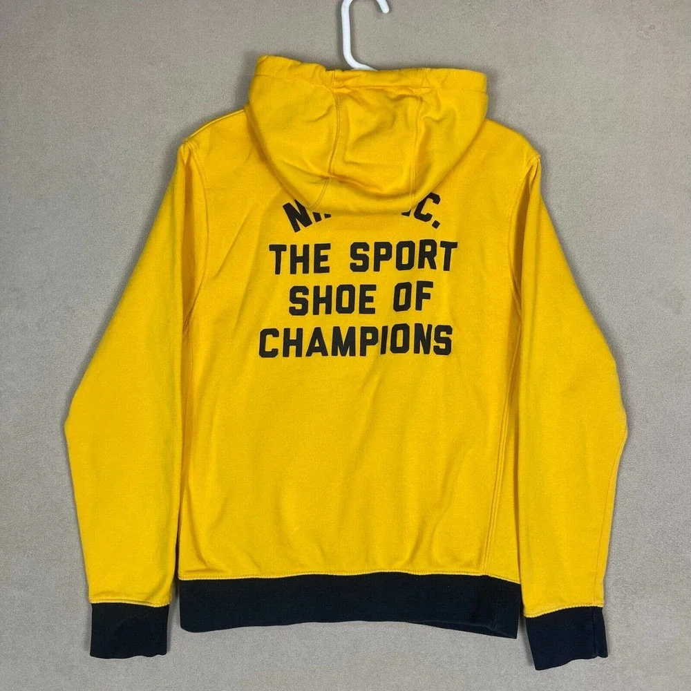 Nike Hoodie Adult Small Yellow Pinwheel‎ Evolution Of The Swoosh Mens